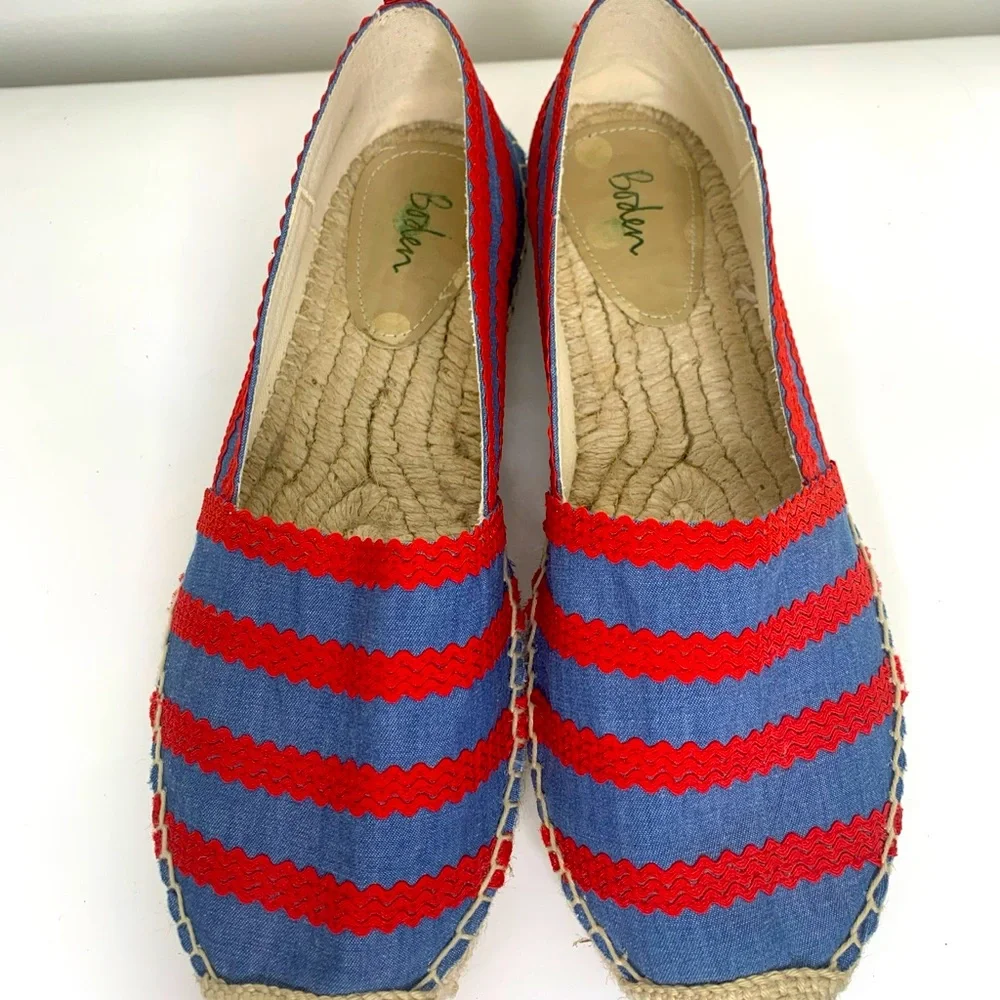 Boden Viollette Espadrilles Shoes Flat Size 40/8.5 Red Blue Stripe Made In Spain - Picture 3 of 10